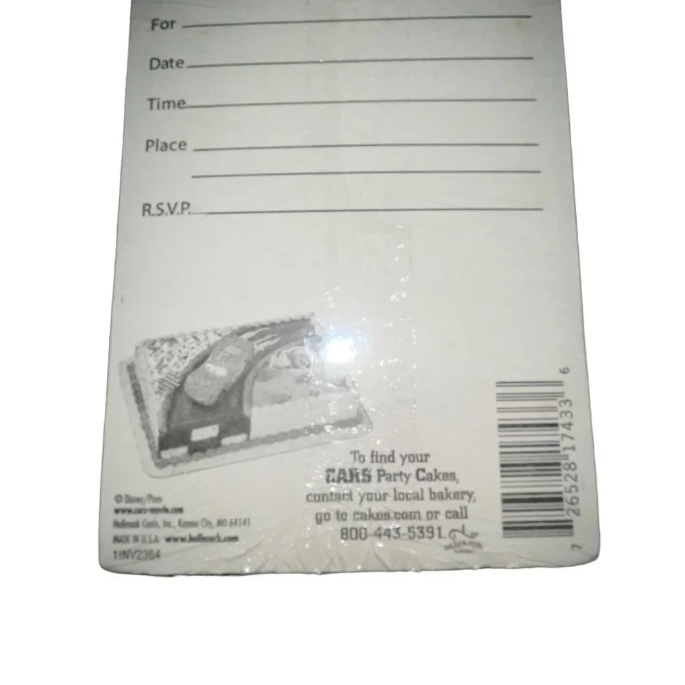 NIP Hallmark Disney Cars Birthday Party Invitations 8Ct Mater Lightning McQueen - Picture 3 of 3